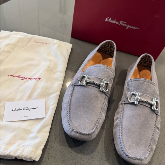 Salvatore Ferragamo Light Gray Men's Loafers
